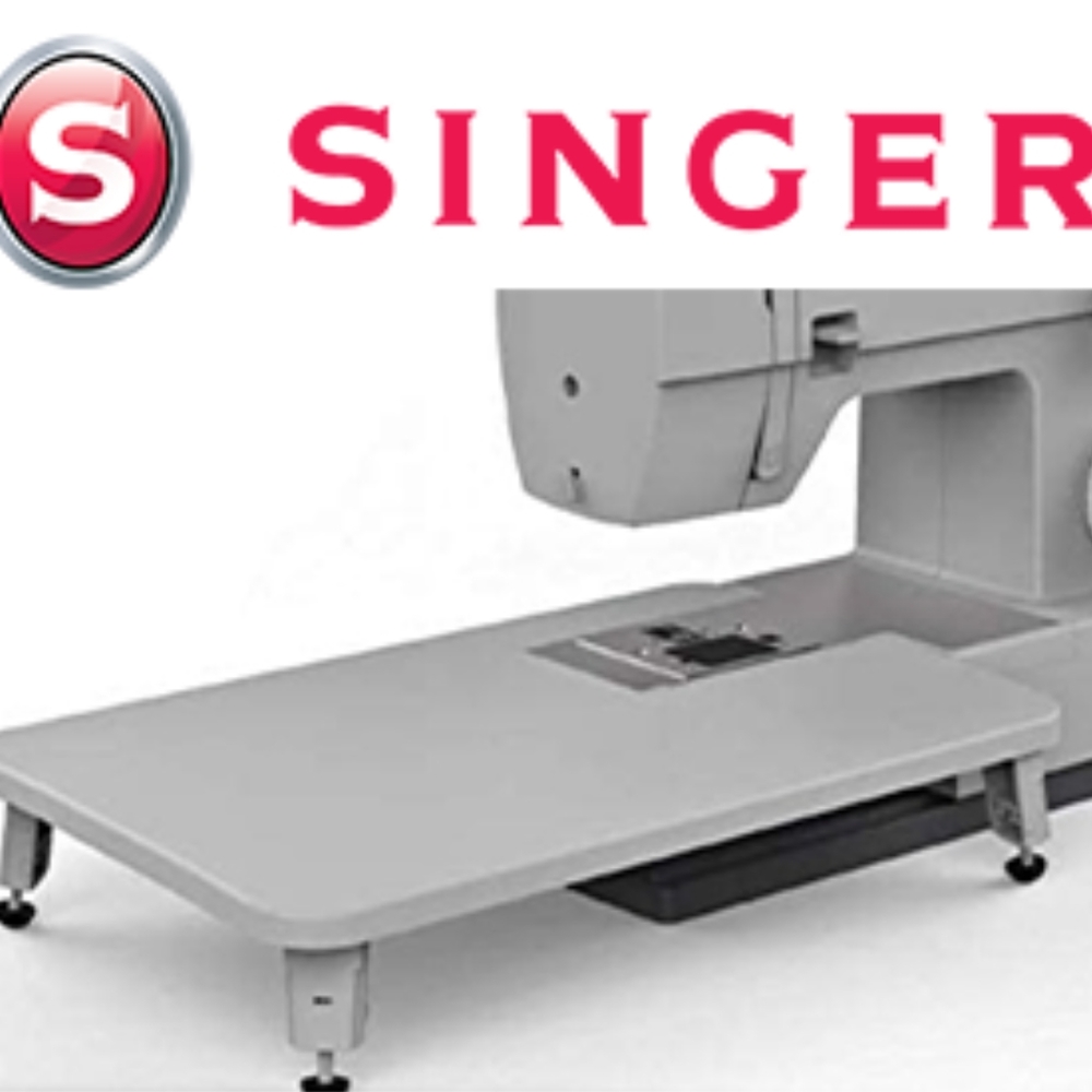 Singer sewing machine table in white with red measurements weighs less than 5lb